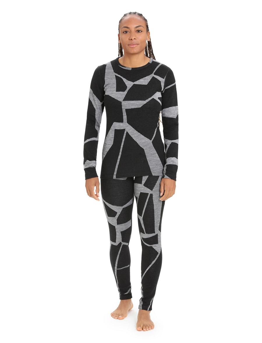 Icebreaker Merino 250 Vertex Thermal Leggings Fractured Landscapes Naisten Base Layers Mustat | FI 1879RVDW